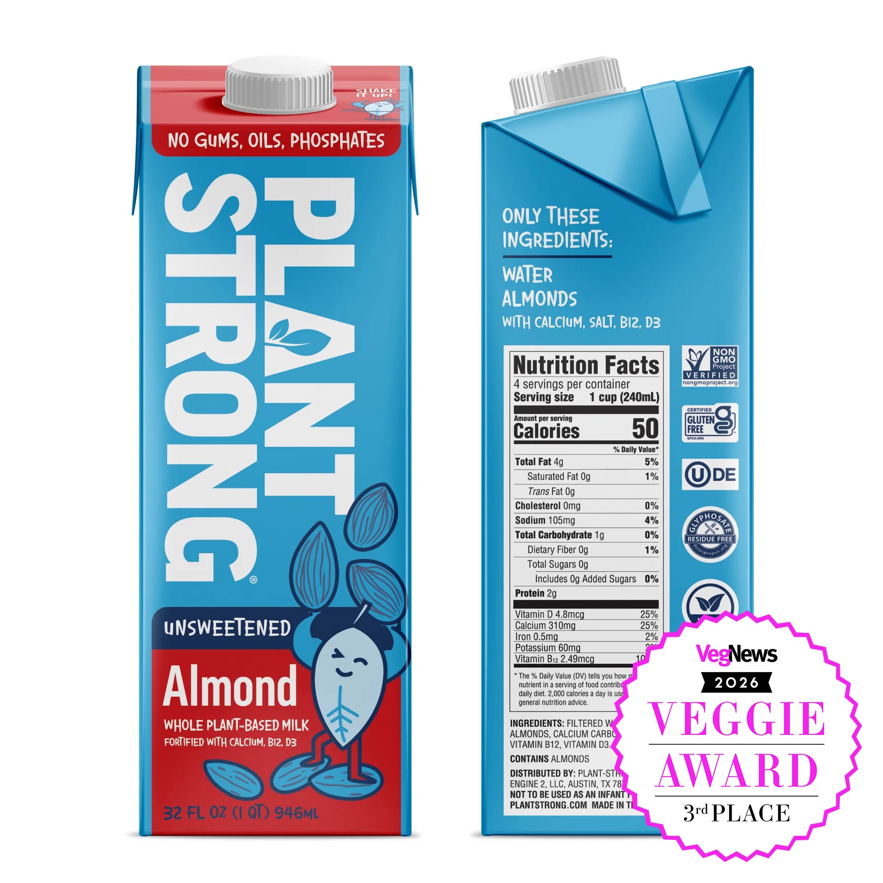 Almond Milk: Unsweetened Sugar Free Plant-Based Gluten Free
