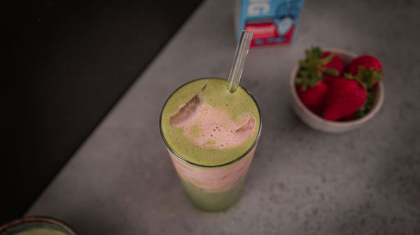 strawberry milk matcha latte