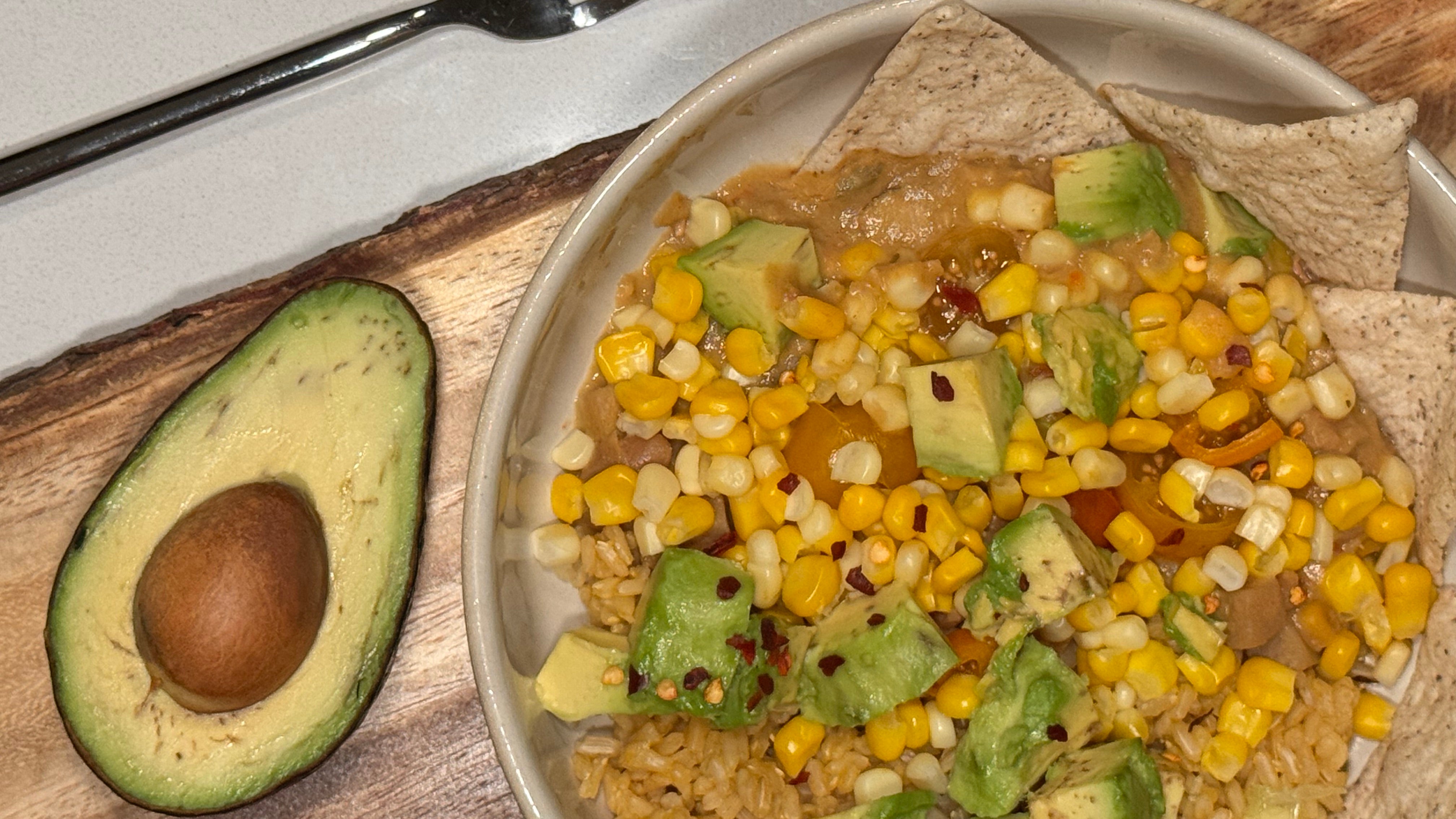 Southwest Athlete Bowl with Creamy White Bean Chili