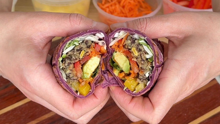 Plant Strong Black Bean Burger Wrap