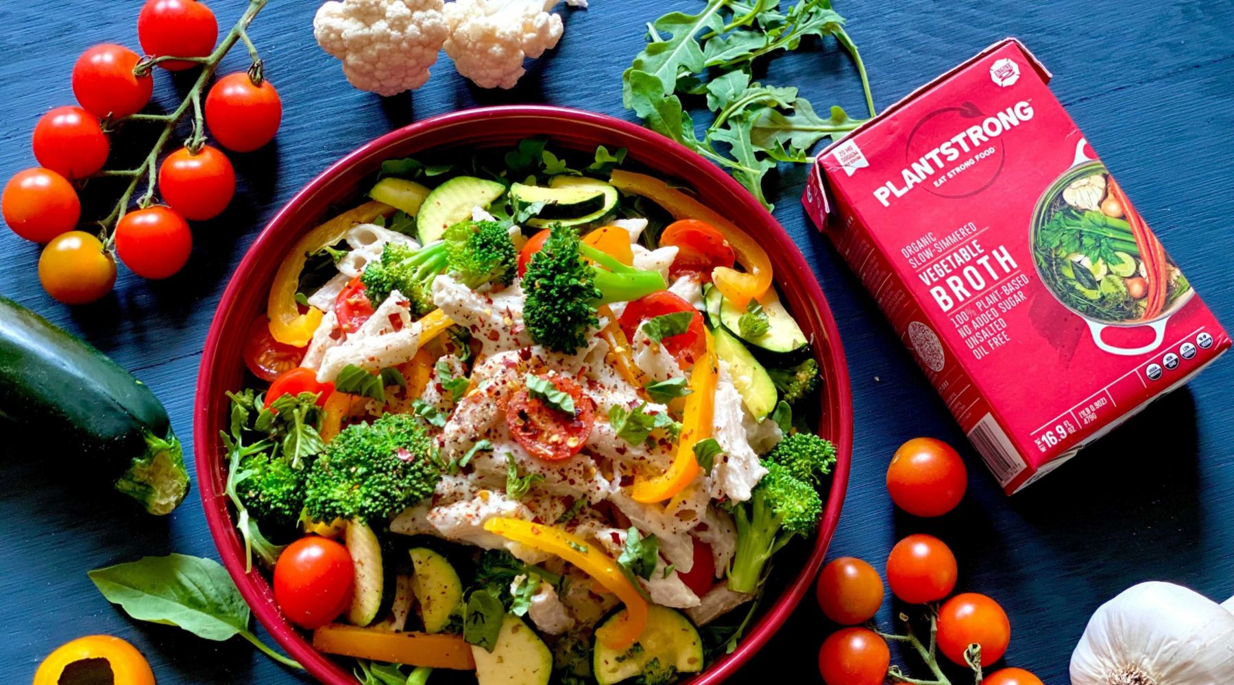 Simply Cauliflower Sauce with Seasonal Vegetables & Penne