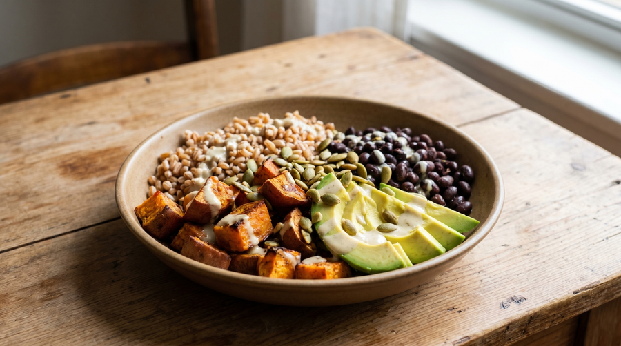 Five-Minute Farro Salad Bowl