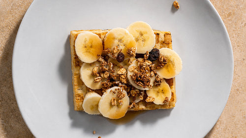 Sweet Tofu Waffles with Fruit & Granola