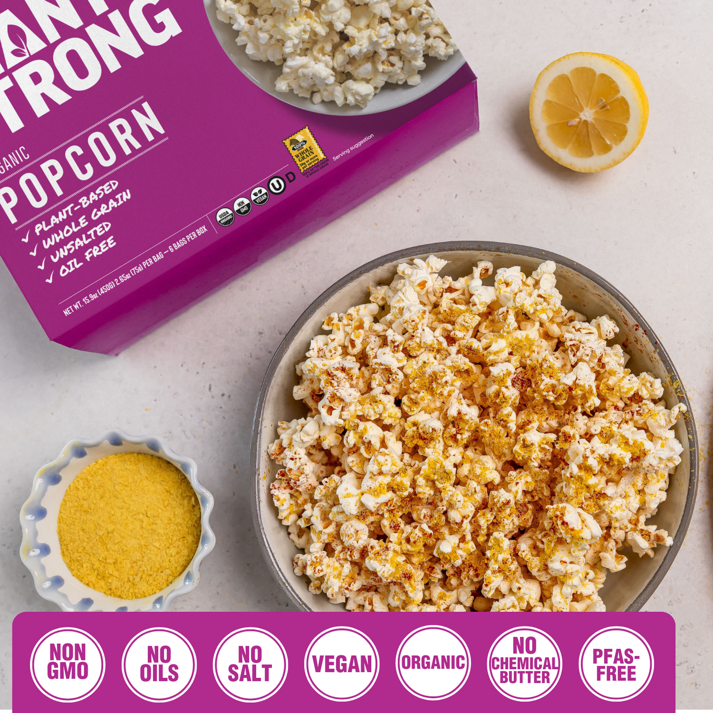 PLANTSTRONG Popcorn - Oil free salt free heart healthy popcorn