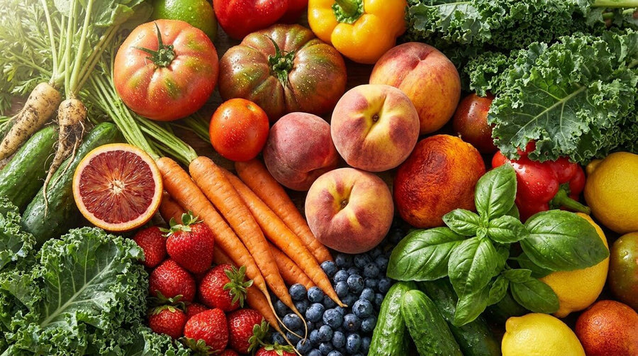 Colorful fruits and vegetables shared as part of the Glow Challenge