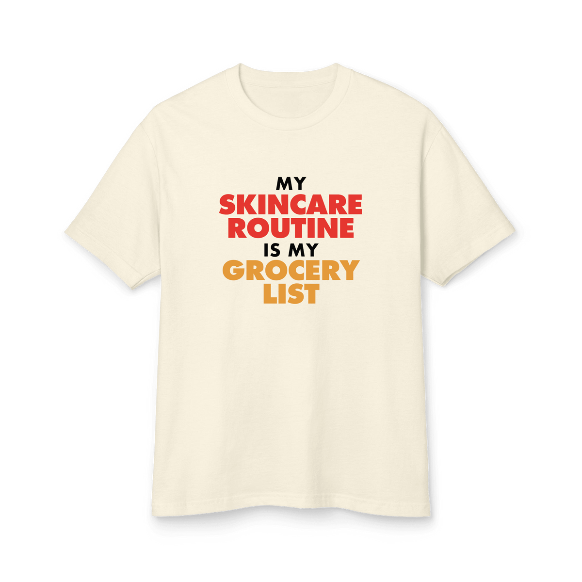 Plant Strong Cotton Tee – My Skincare Routine is My Grocery List - Red & Yellow - Plant Strong